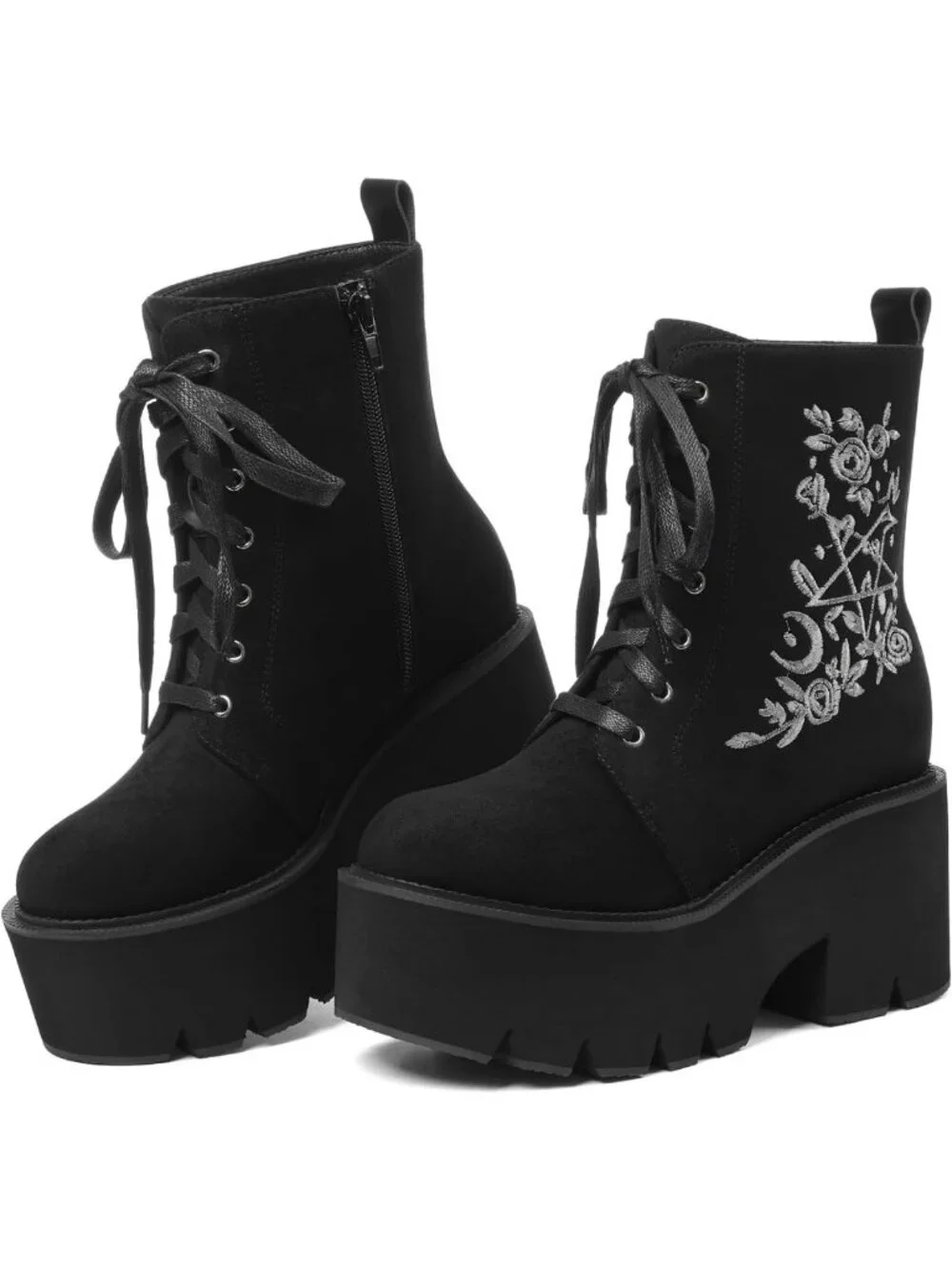 Gothic Platform Ankle Boots for Women - Rave Combat Booties, Edgy Style